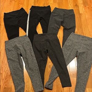 Set of 6 Beyond Yoga Black and Gray Capri Leggings